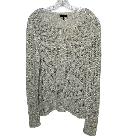 Eileen Fisher Sweaters - Eileen Fisher Pullover Sweater Gray Silk Linen Blend Shimmer Loose Open Knit XL
